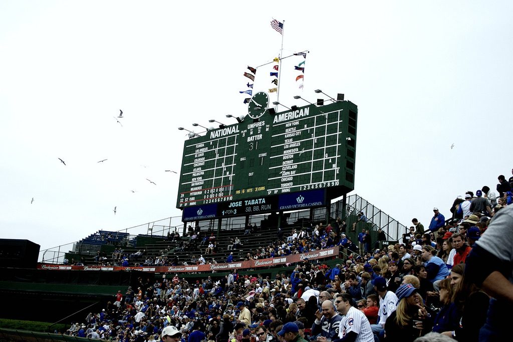 Wrigley Field traditional scoreboard