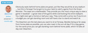 Where to sit at Fenway Park