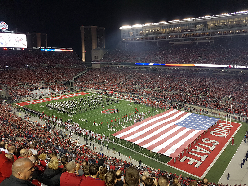 The Best Damn Band in the Land performs during the national anthem.