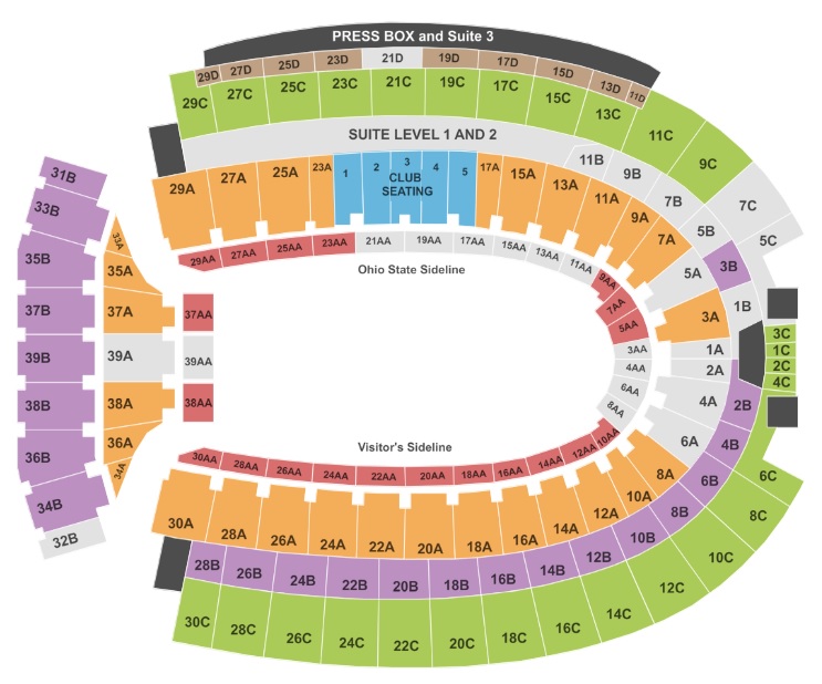 Ohio Stadium seat map.